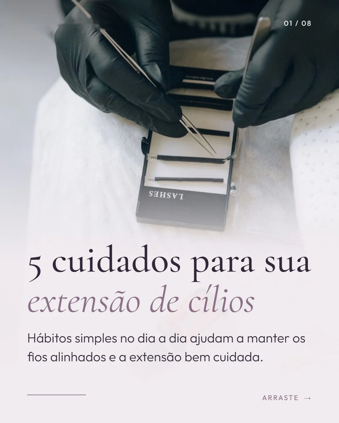 Post de cílios ou sobrancelha criado no GlowPost IA